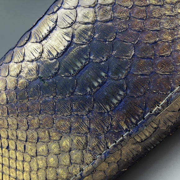 Vintage Carlos Falchi Snakeskin Clutch. For Sale at Ruby Lane Carlos Falchi Python Clutch Gold Purple NWOT
